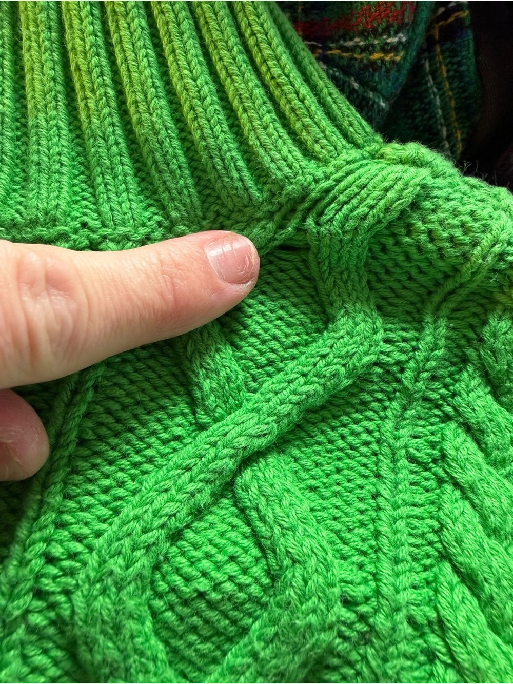 Chaps Bright Green Cable Knit Half-Zip Turtleneck Sweater - Picture 11 of 11